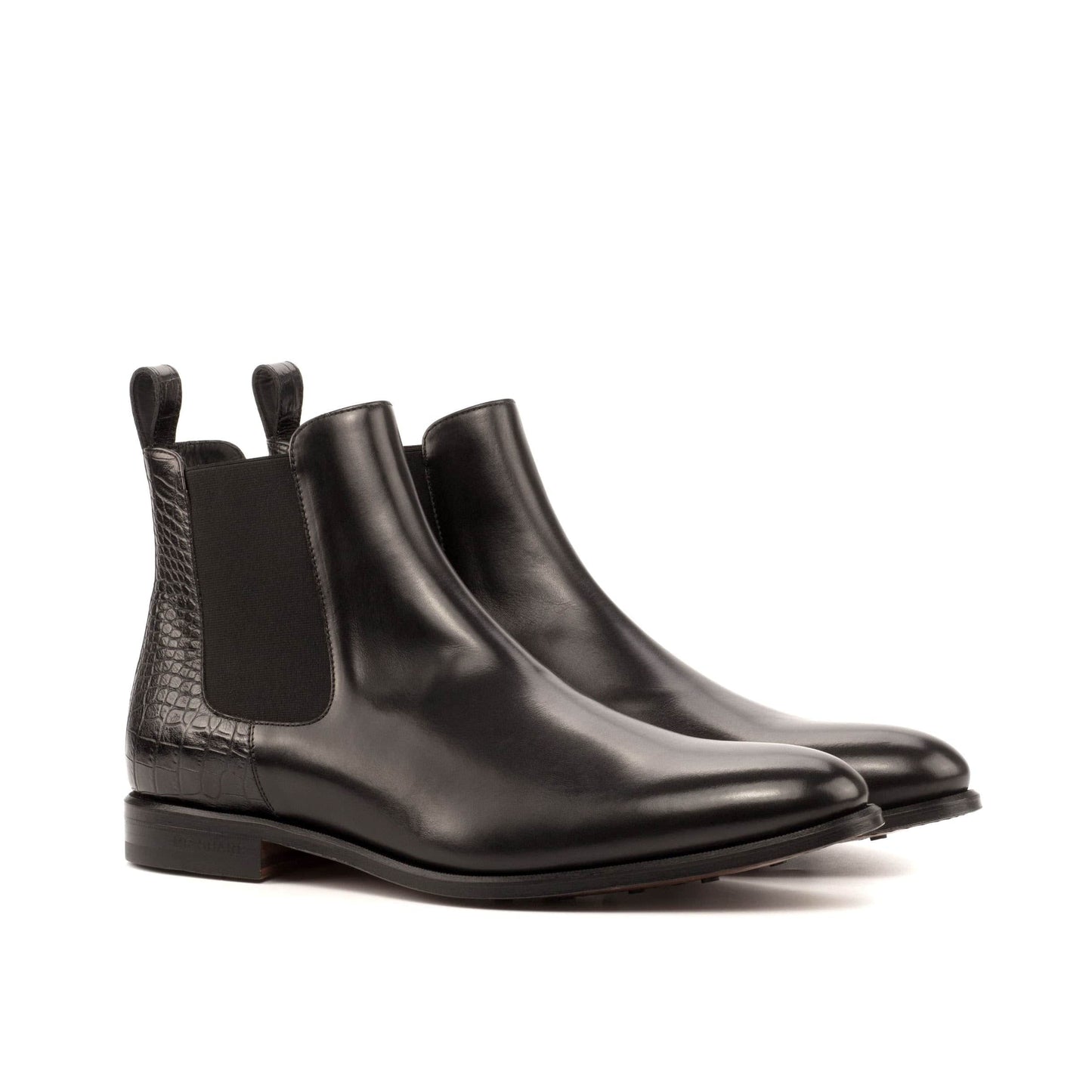Justin - Mandeaux Black Chelsea Boots Box Calf Croc Embossed Leather luxury Black Owned Anchorage Alaska Inglewood Houston Dallas Chicago Philadelphia New York