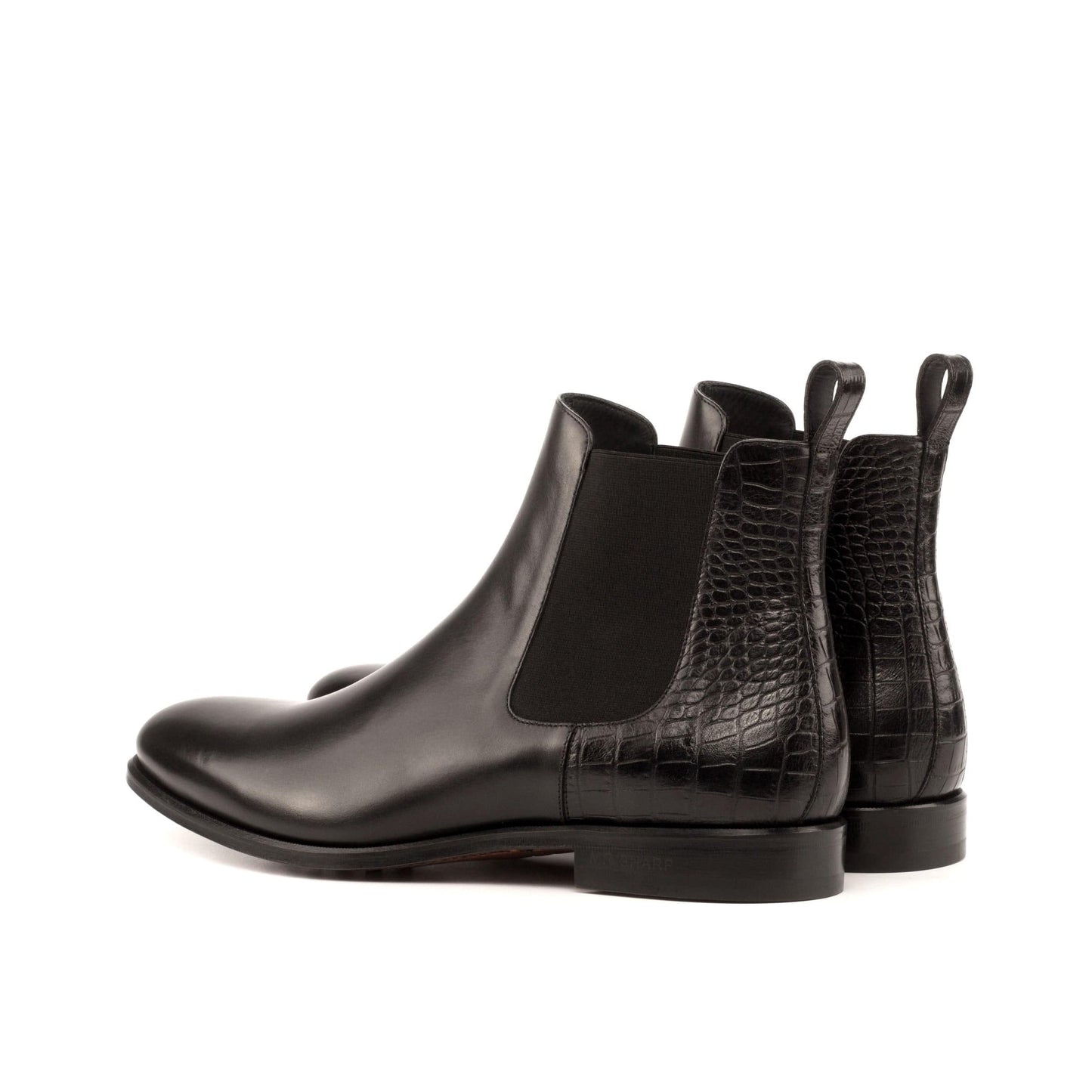 Justin - Mandeaux Black Chelsea Boots Box Calf Croc Embossed Leather luxury Black Owned Anchorage Alaska Inglewood Houston Dallas Chicago Philadelphia New York