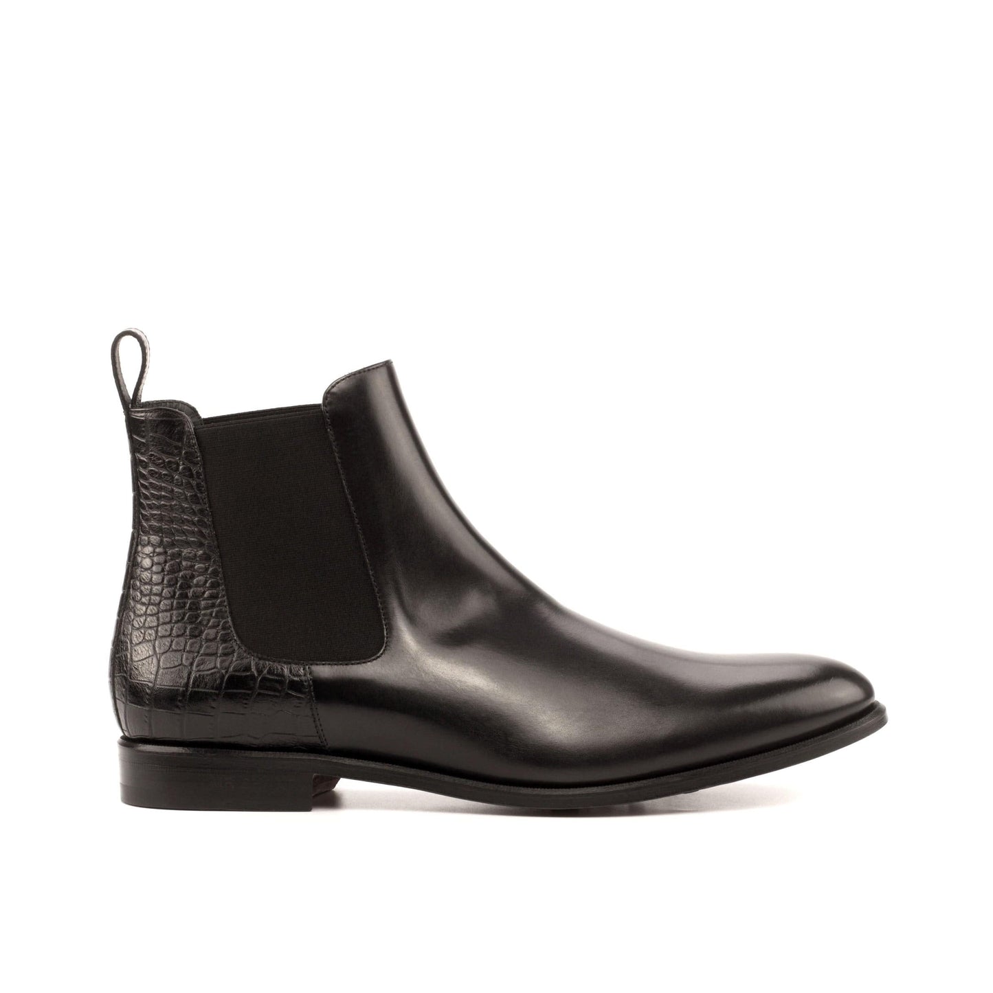 Justin - Mandeaux Black Chelsea Boots Box Calf Croc Embossed Leather luxury Black Owned Anchorage Alaska Inglewood Houston Dallas Chicago Philadelphia New York