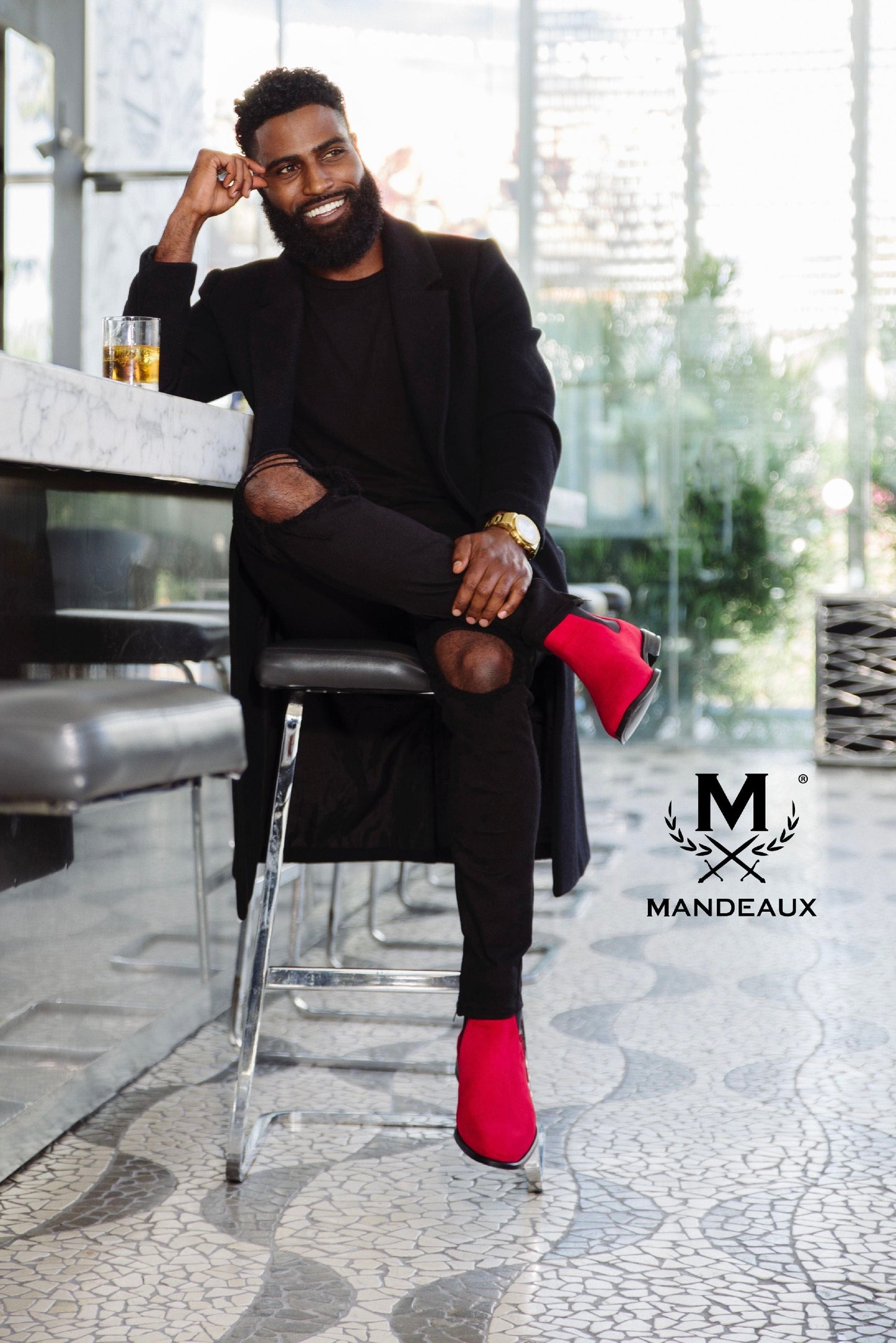 Justin Fuego - Mandeaux Red Suede Chelsea Boots luxury Black Owned Chris Flanagan