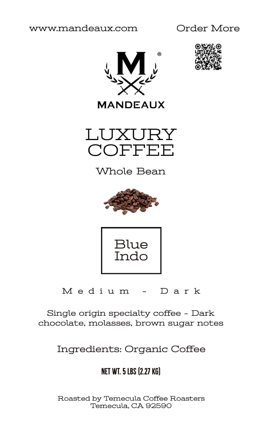 Mandeaux® Blue Indo Coffee - Mandeaux