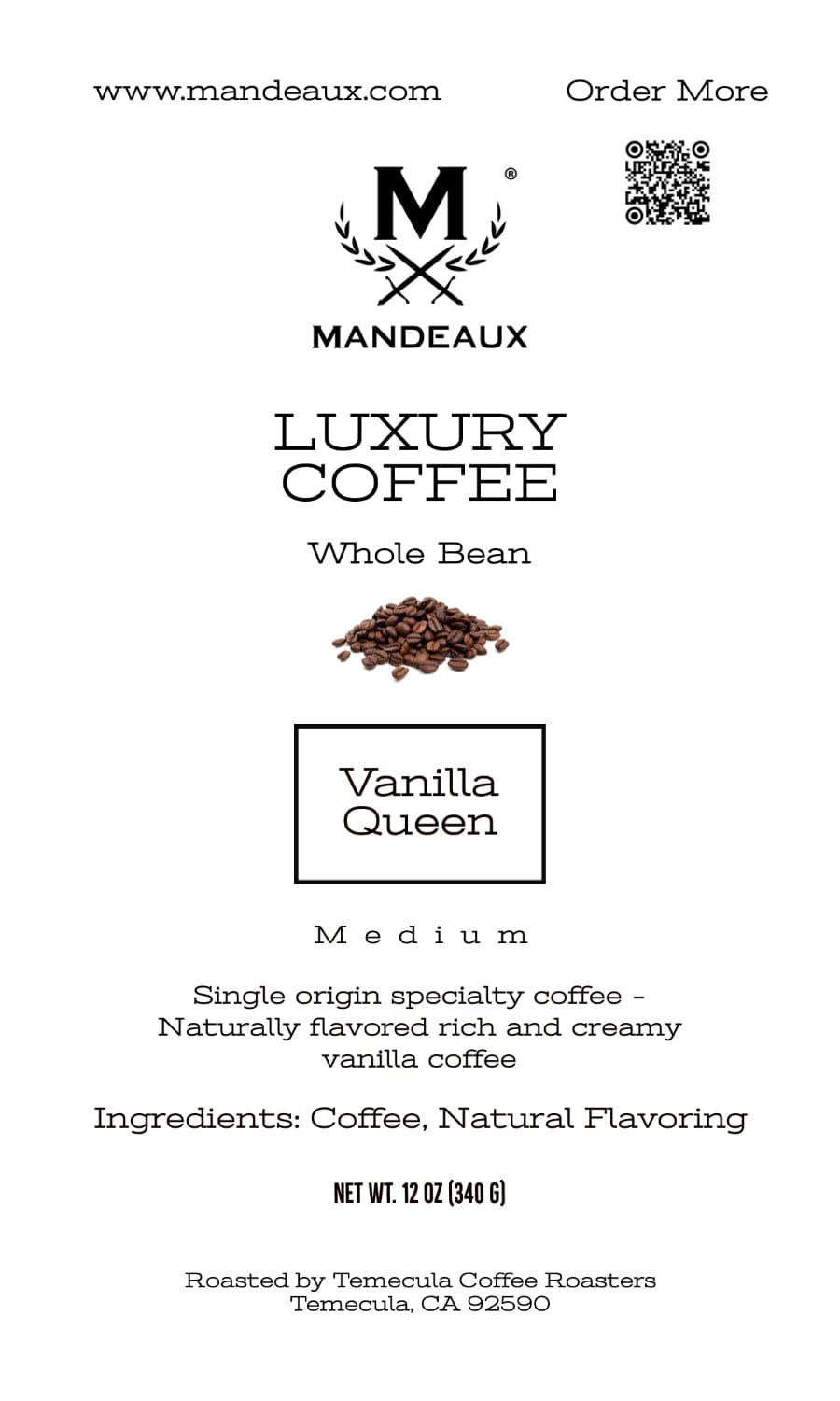 Mandeaux® Vanilla Queen Coffee - Mandeaux