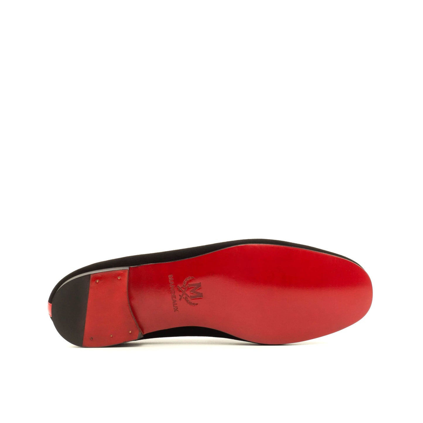Amir - Mandeaux Tuxedo Slippers Shoes Black Suede Red Trim Black Owned Anchorage Alaska