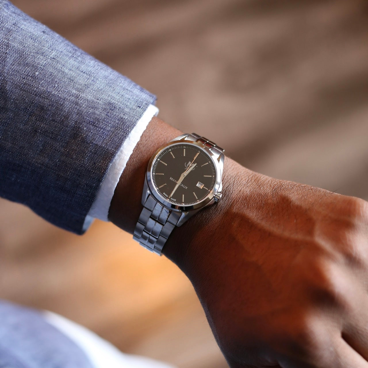 Black owned brand Mandeaux watch Auteaux automatic timepiece
