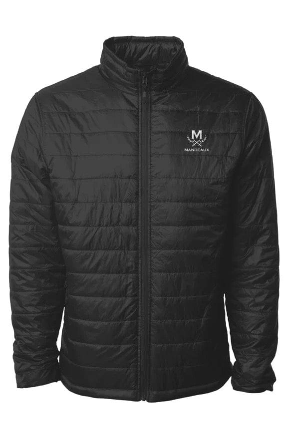 Mandeaux Bubble Jacket, black packable water resistant puffer, front view