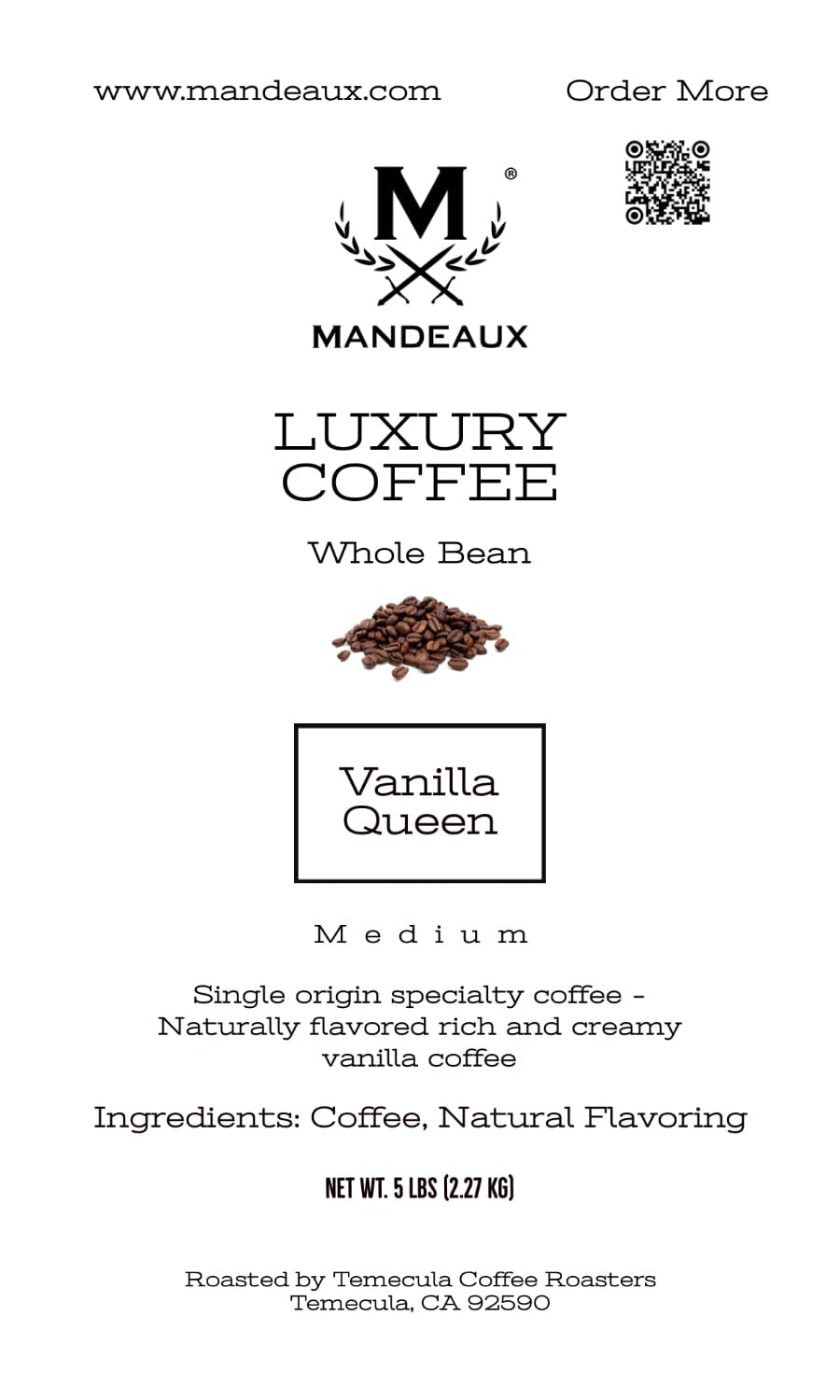 
                  
                    Mandeaux® Vanilla Queen Coffee - Mandeaux
                  
                