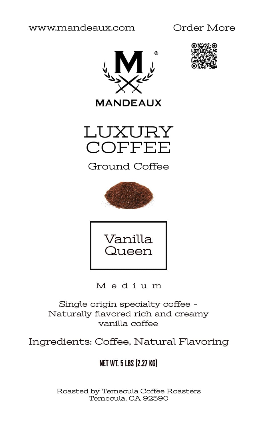 
                  
                    Mandeaux® Vanilla Queen Coffee - Mandeaux
                  
                